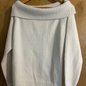 Elegant Off White/Cream Off-Shoulder Sweater